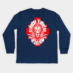 Gird Your Lions England Coach Fun Idiom White Text Red Lion Kids Long Sleeve T-Shirt